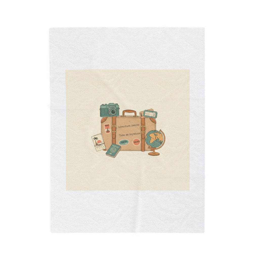 Wanderlust Postage Travel Stamp Blanket | Retro Postcard Vintage