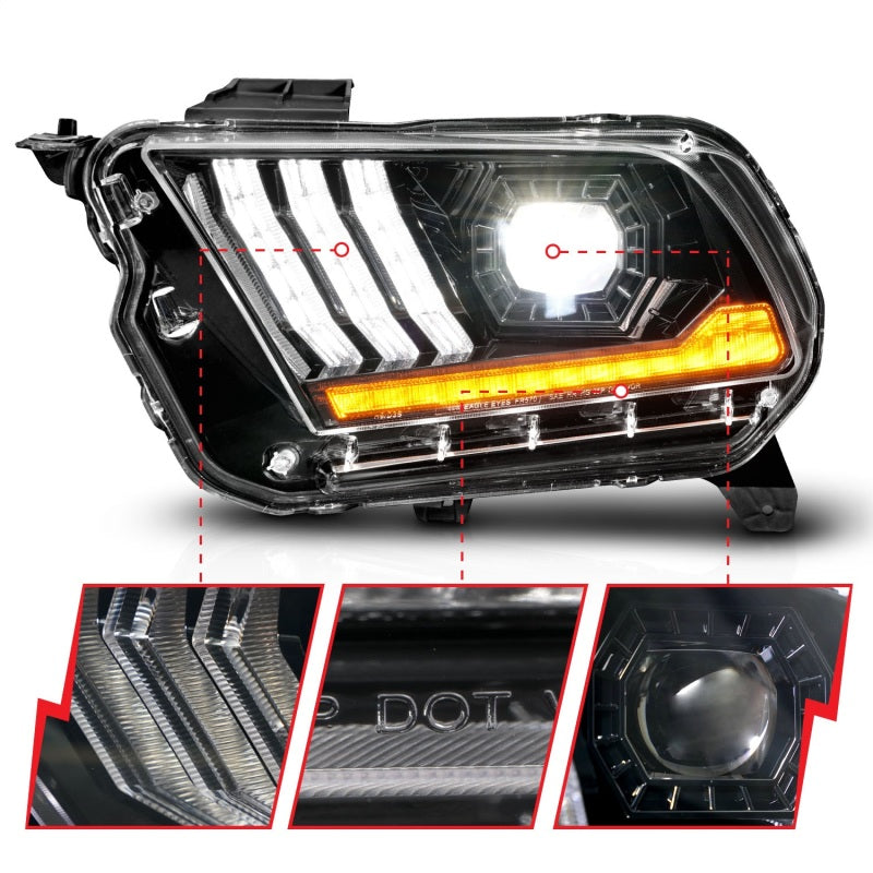 ANZO 10-14 Ford Mustang LED Projector Headlights w/Sequential Light Tube (NON HID Compatible) 121577
