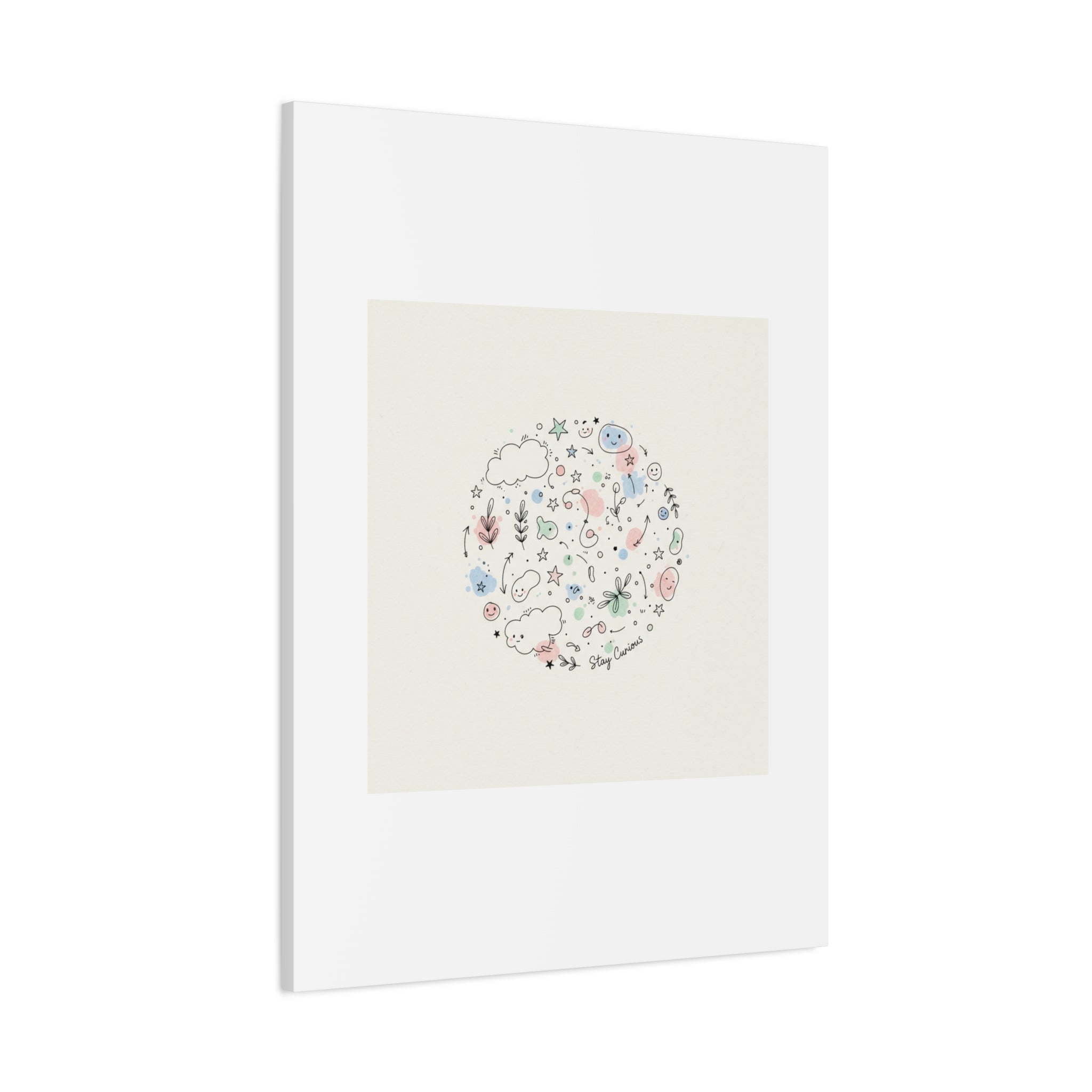 Doodle Circle Line Drawing Matte Canvas, Hand-Drawn Sketch Art