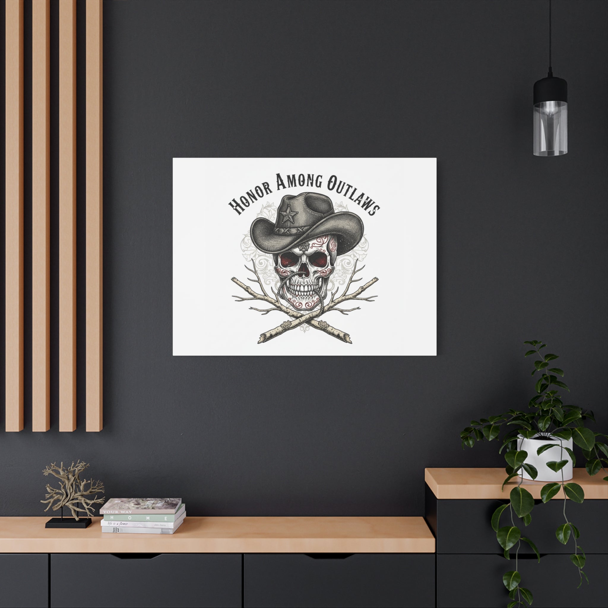Honor Among Outlaws Canvas | Western Skull Art, Gothic Americana Desert Noir