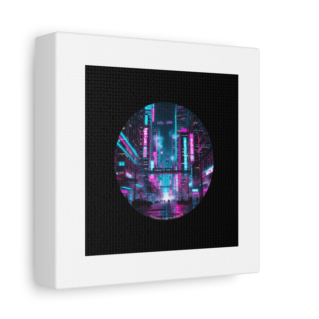 Neon Cyberpunk Cityscape Canvas | synthwave skyline, future city art