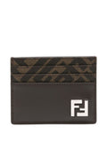 FENDI FF Logo Plaque Mini Leather Cardholder