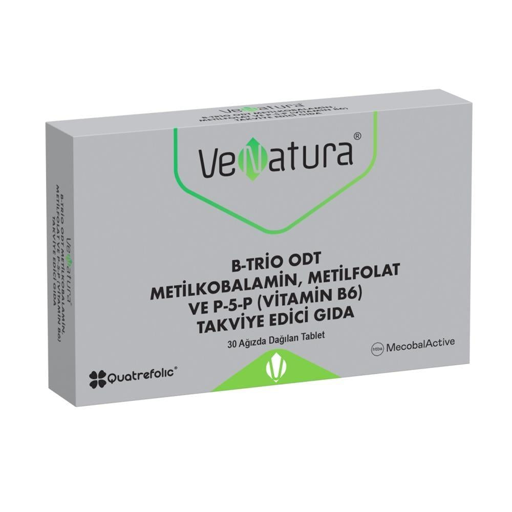 VeNatura B-Trio ODT Methylcobalamin, Methylfolate and P-5-P Vitamin B6 30 Tablets