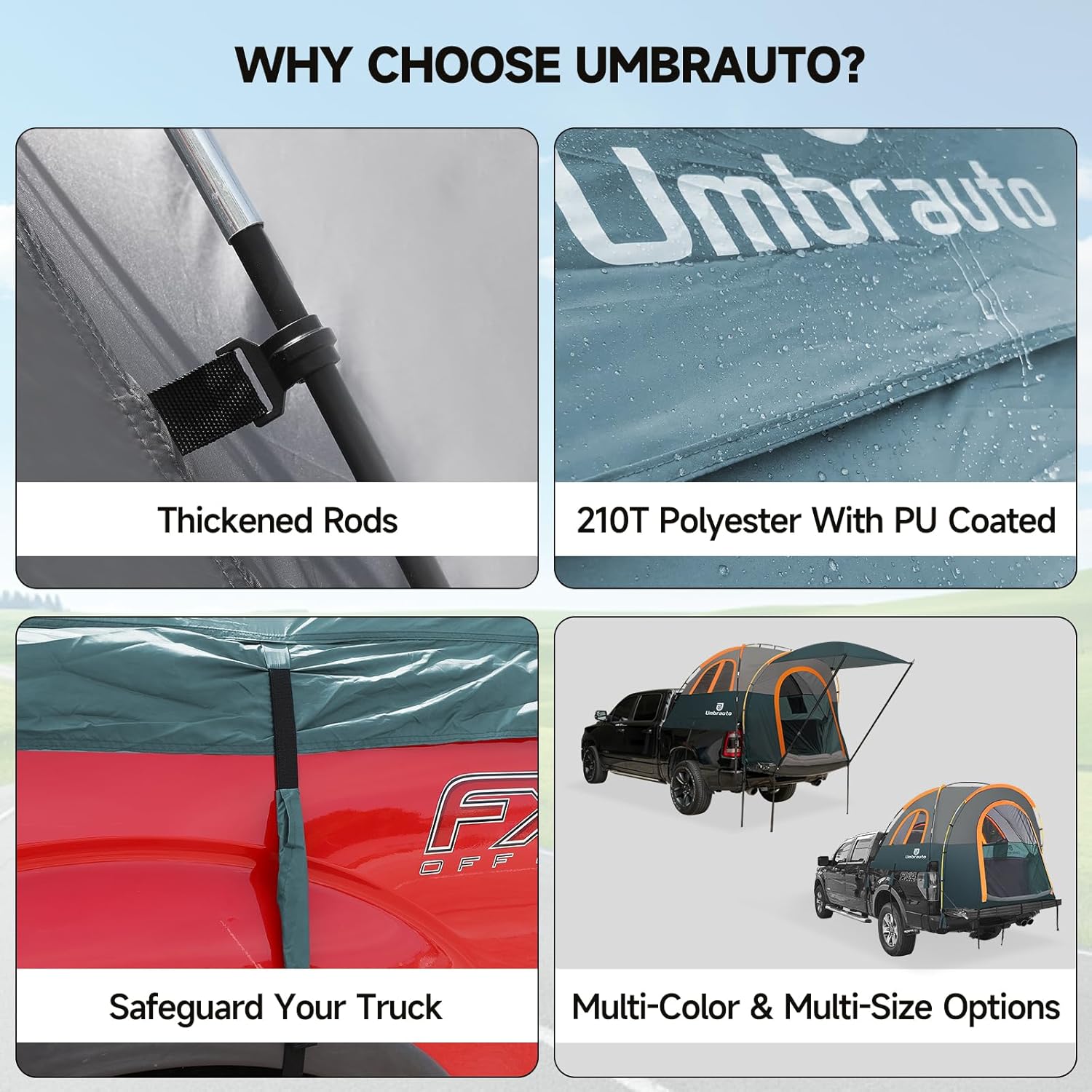 Umbrauto Truck Bed Tent with Awning,Fits 5.5-5.8 ft Truck Beds | PU3000mm Waterproof Pickup Tent