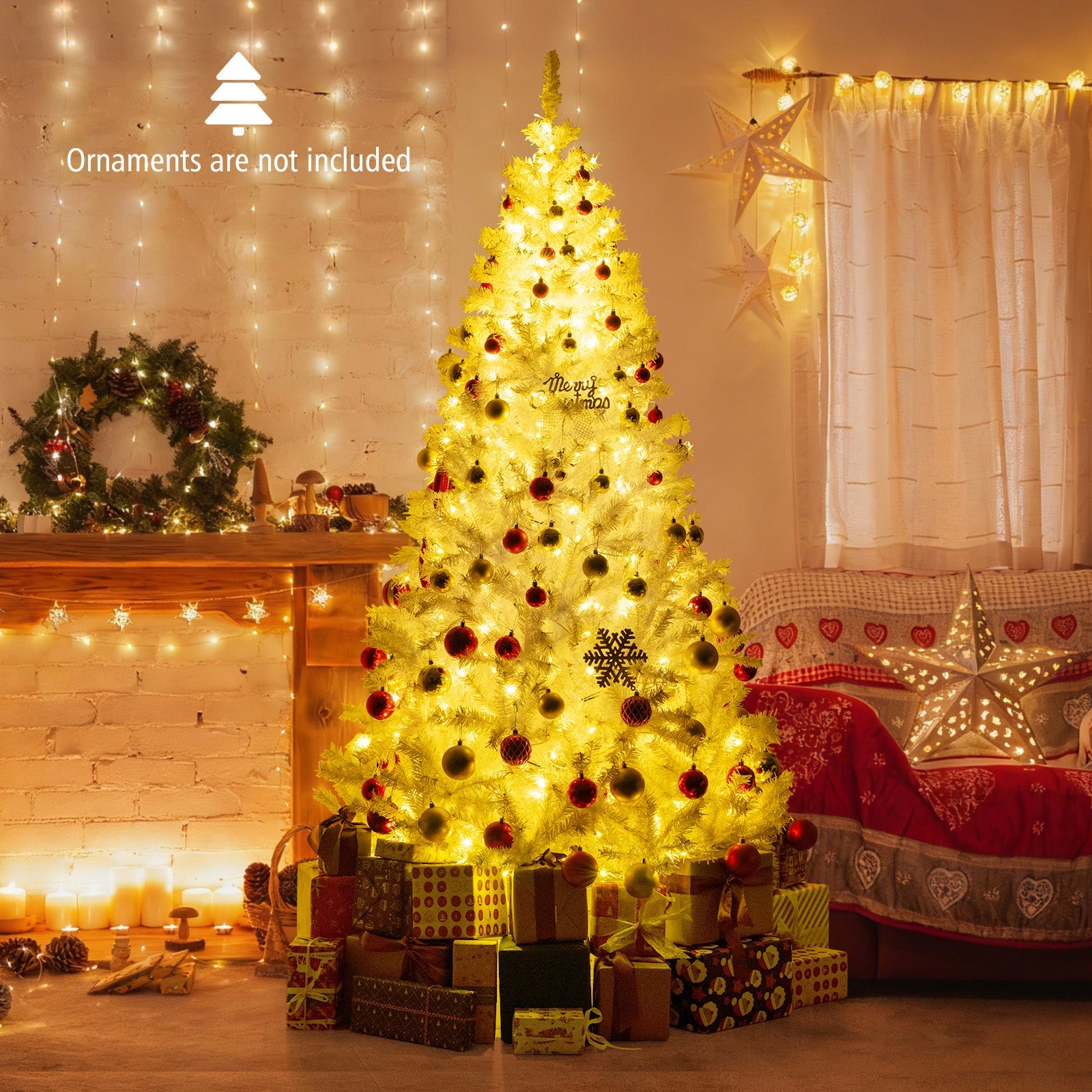6 Ft Pre-Lit Artificial Christmas Tree with 11 Light Modes