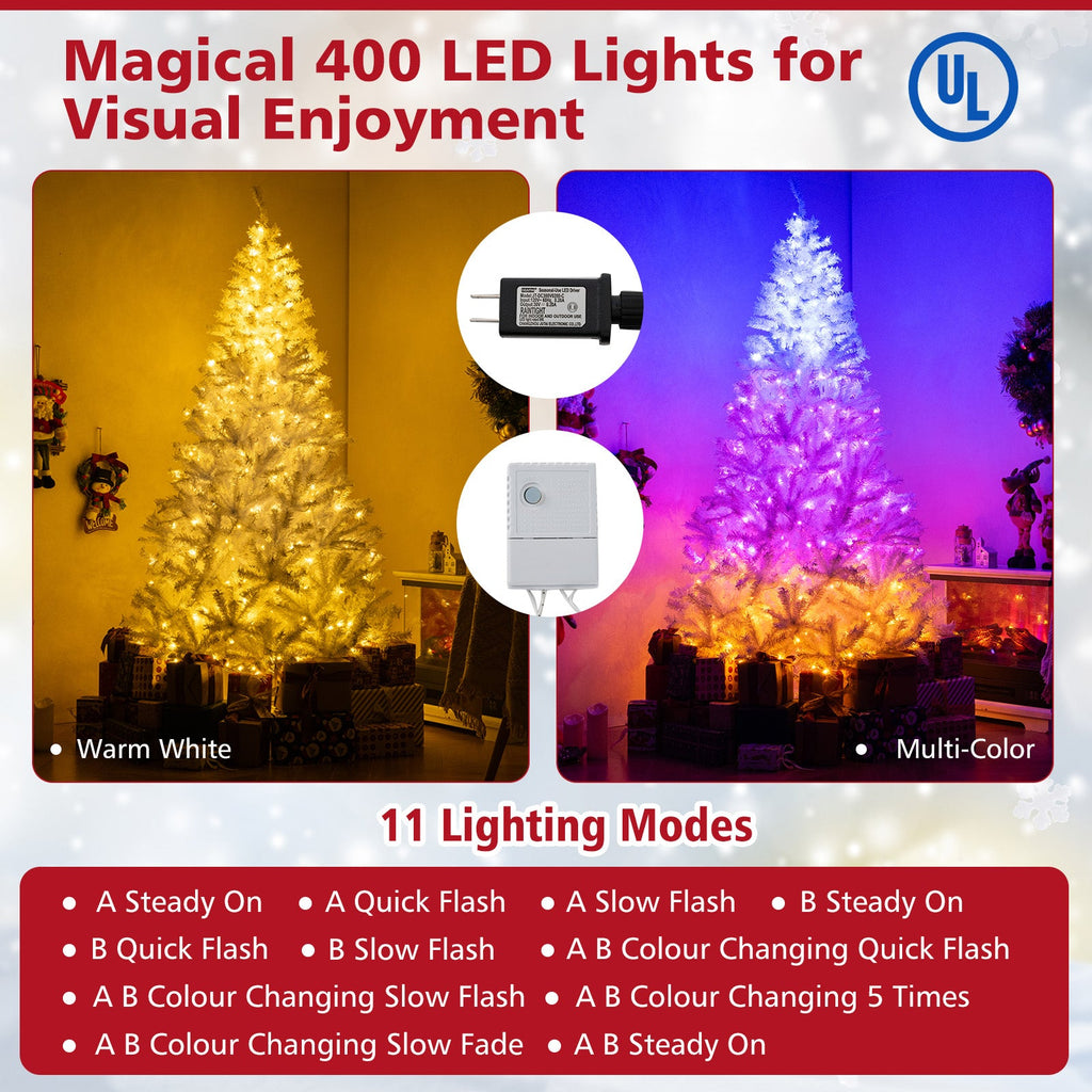 6 Ft Pre-Lit Artificial Christmas Tree with 11 Light Modes