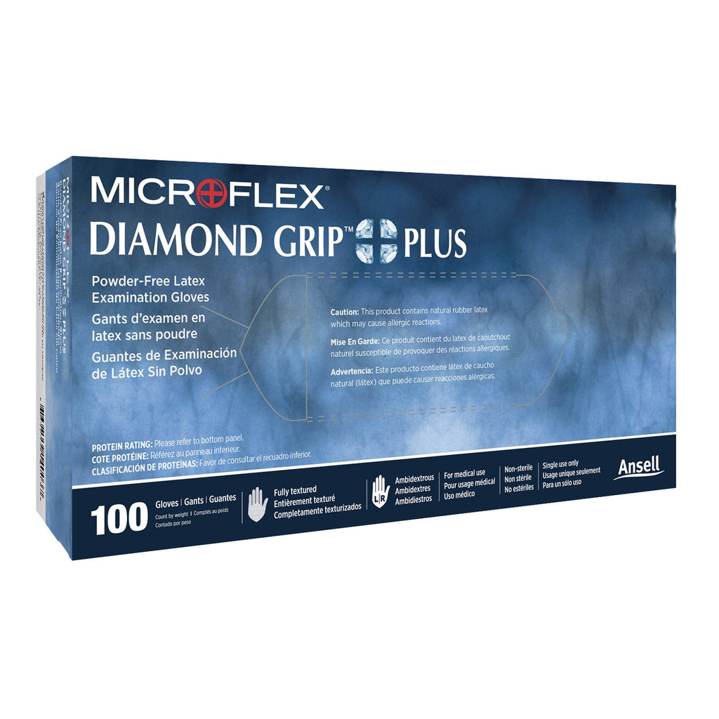 Microflex® Diamond Grip Plus™ Latex Gloves, Small, White DGP-350-S
