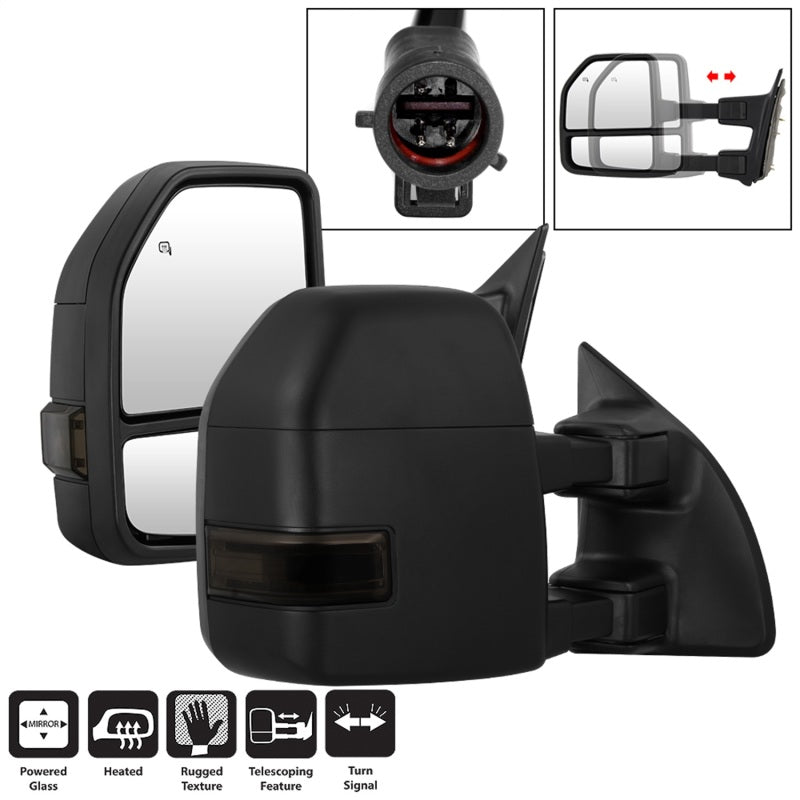 SPYDER xTune 99-07 Ford Super Duty Heated LED Signal Power Mirrors - Smk (Pair) (MIR-FDSD99S-G4-PW-SM-SET) 9943102