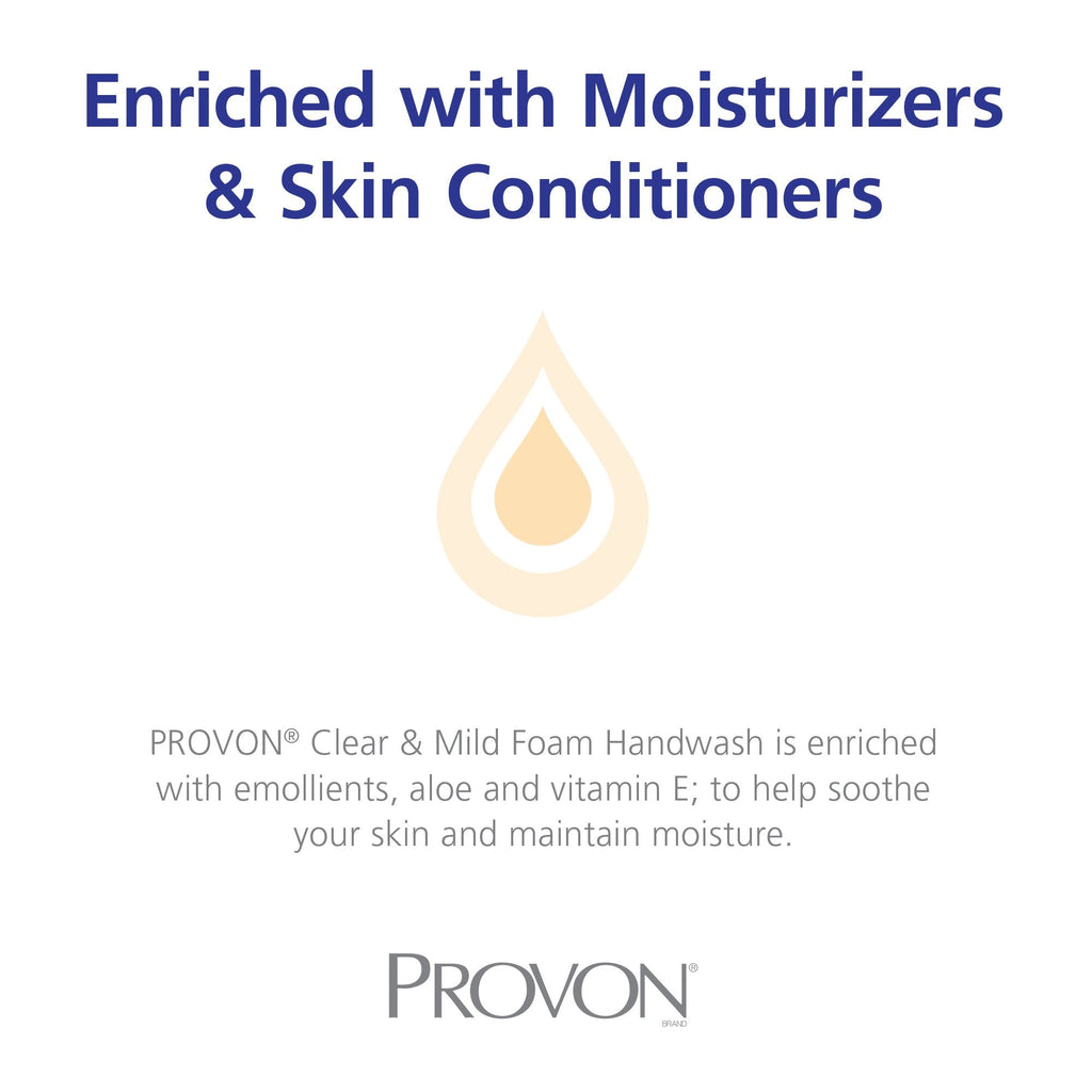 Provon® Clear and Mild Foam Handwash, 1200 mL Dispenser Refill Bottle, Unscented 1941-02