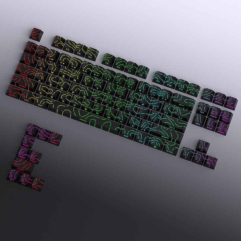 Contour Line Black Line Crack Character Luminous Key Cap