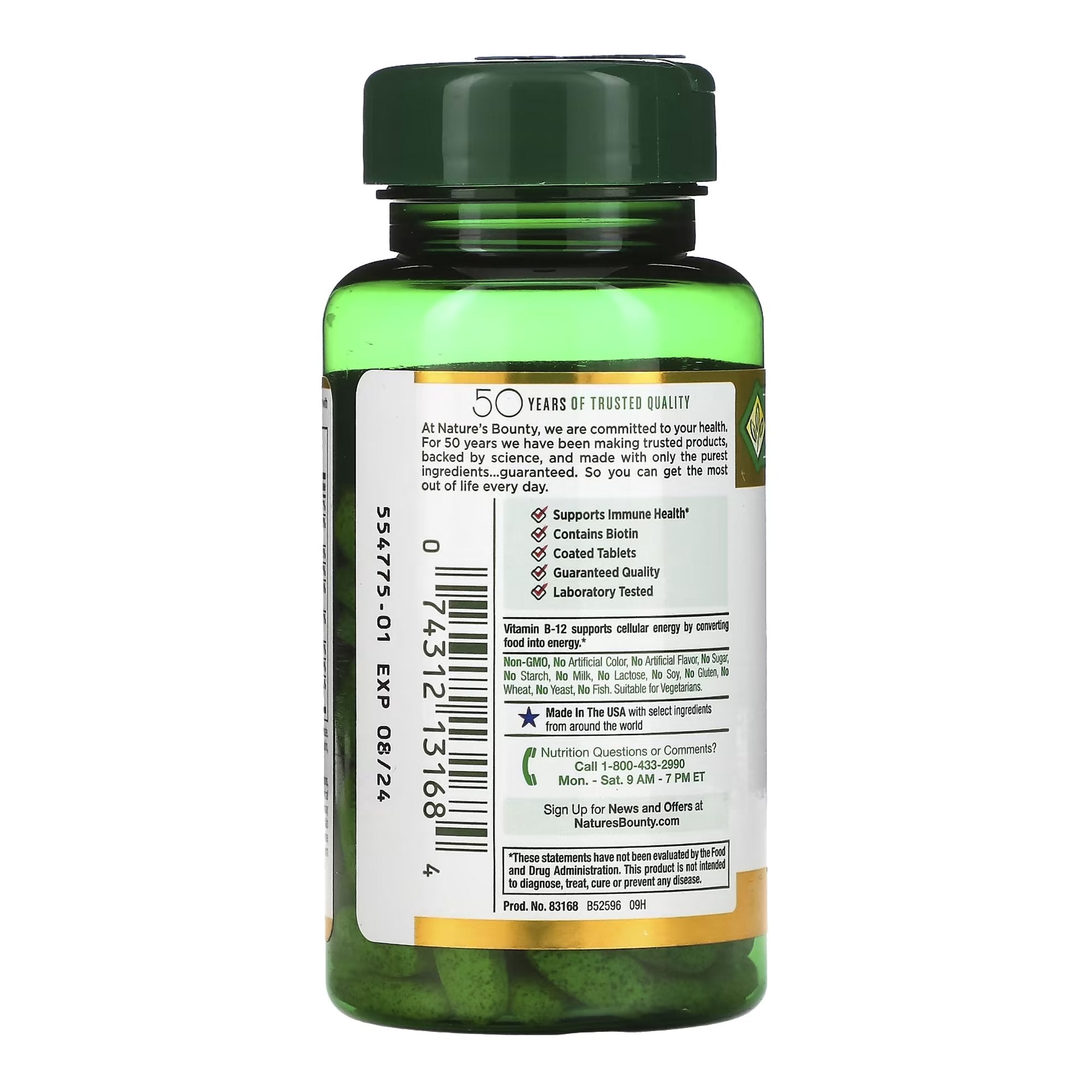 Multivitamin Supplement Nature's Bounty® Vitamin B / Folic acid / Ascorbic Acid 60 mg - 100 mcg - 400 mcg Strength Tablet 150 per Bottle 07431213168