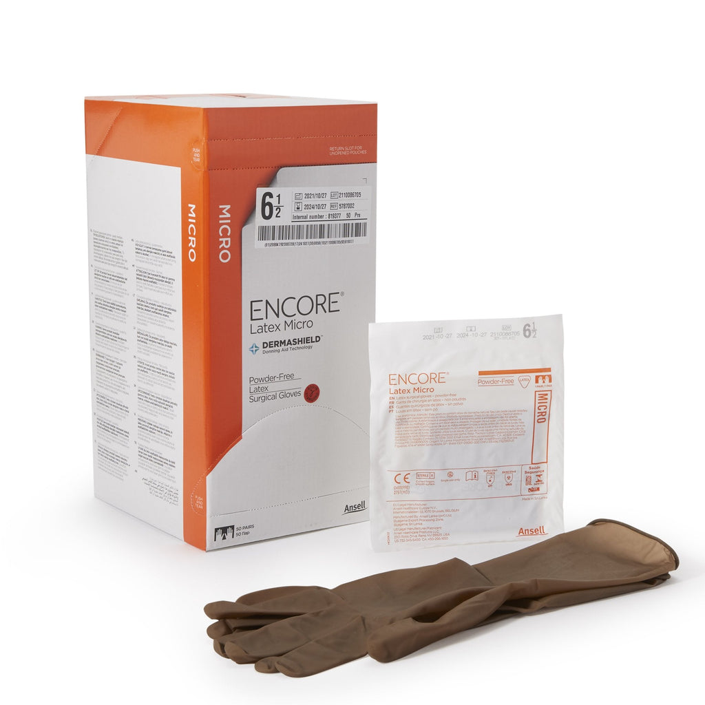 Encore® Latex Micro Surgical Glove, Size 6.5, Brown 5787002