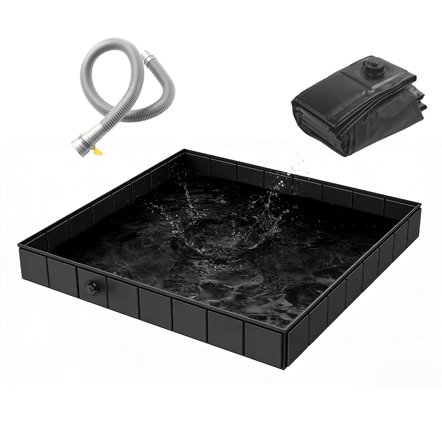 41x41x5.5in Portable Shower Pan Foldable Shower Basin Collapsible Camping Shower Tent Base with Detachable Drain Pipe for Indoor & Outdoor