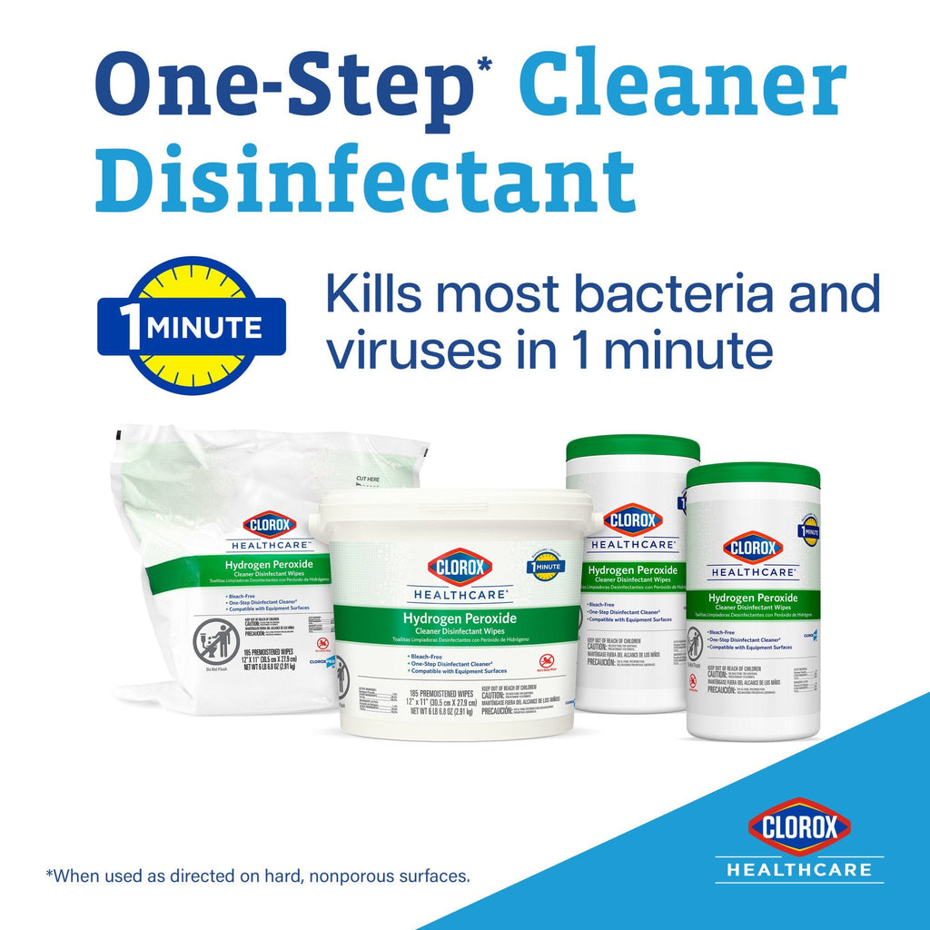 Clorox Healthcare® Hydrogen Peroxide Cleaner Disinfectant Wipes 6.75 x 5.75 Inch 30825