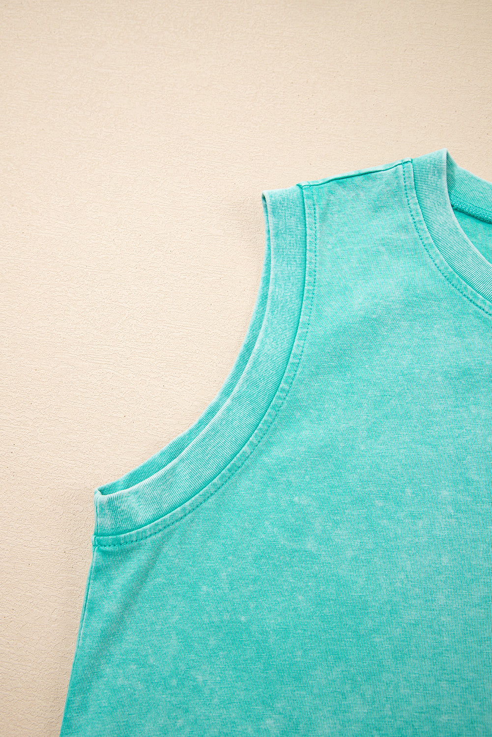 Mint Green 2 Pieces Mineral Wash Cotton Tank Top Lined Split Skirt Set