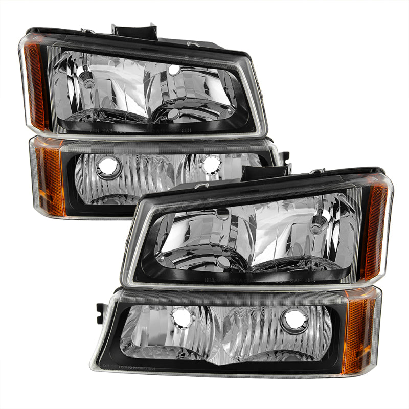 SPYDER Xtune Chevy Silverado 2500HD 03-06 Crystal Headlights w/ Bumper Lights Black HD-JH-CSIL03-AM-BK-SET 5069801