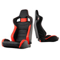 SPYDER Xtune Scs Style Racing Seat Carbon Pu (Double Slider) Black/Red Passenger Side RST-SCS-02-BKR-PA 9933844