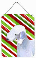 Bedlington Terrier Candy Cane Holiday Christmas Wall or Door Hanging Prints Aluminum Metal Sign Kitchen Wall Bar Bathroom Plaque Home Decor Front Door Plaque, 12x16, Multicolor