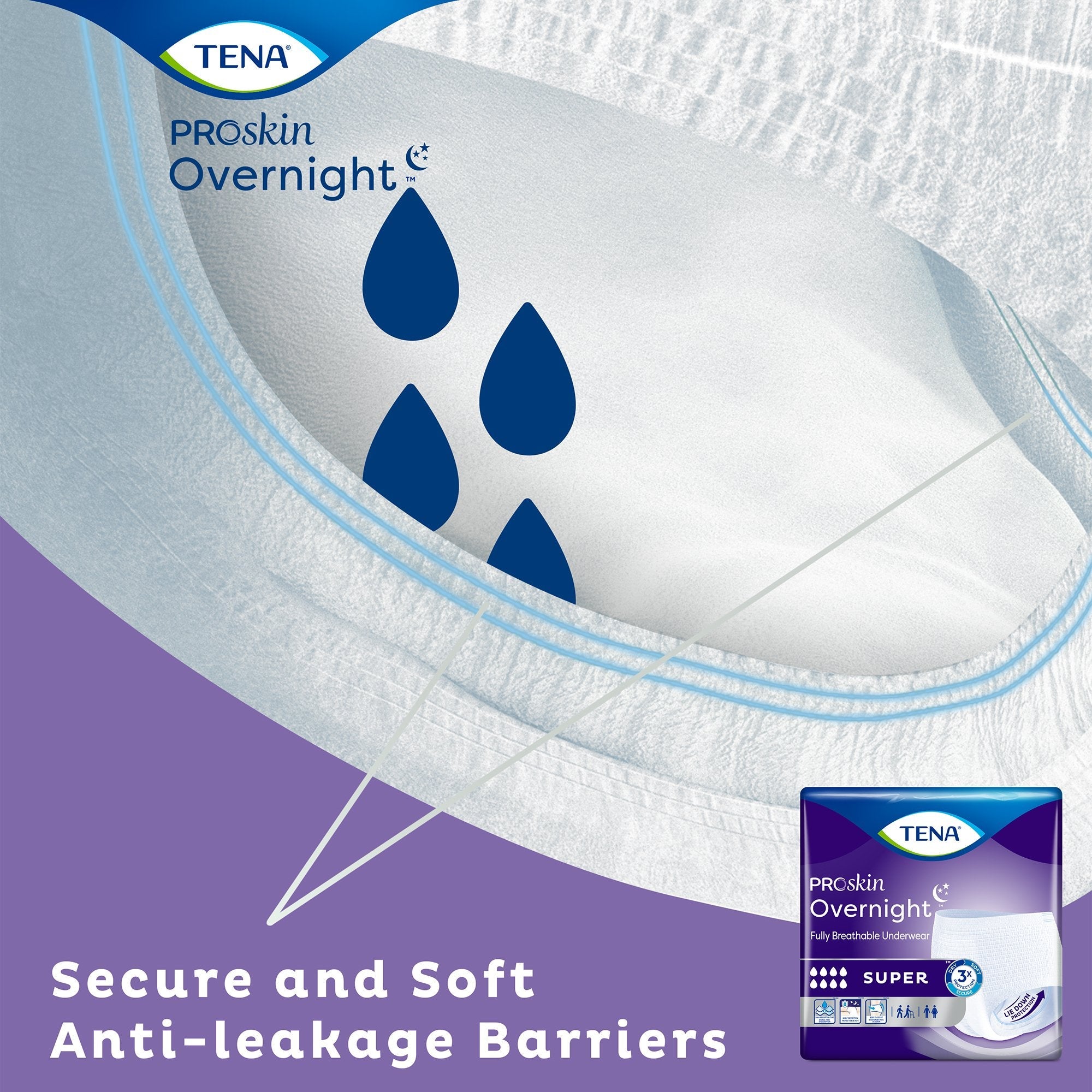 Tena® ProSkin Overnight™ Super Fully Breathable Underwear, Large 72325