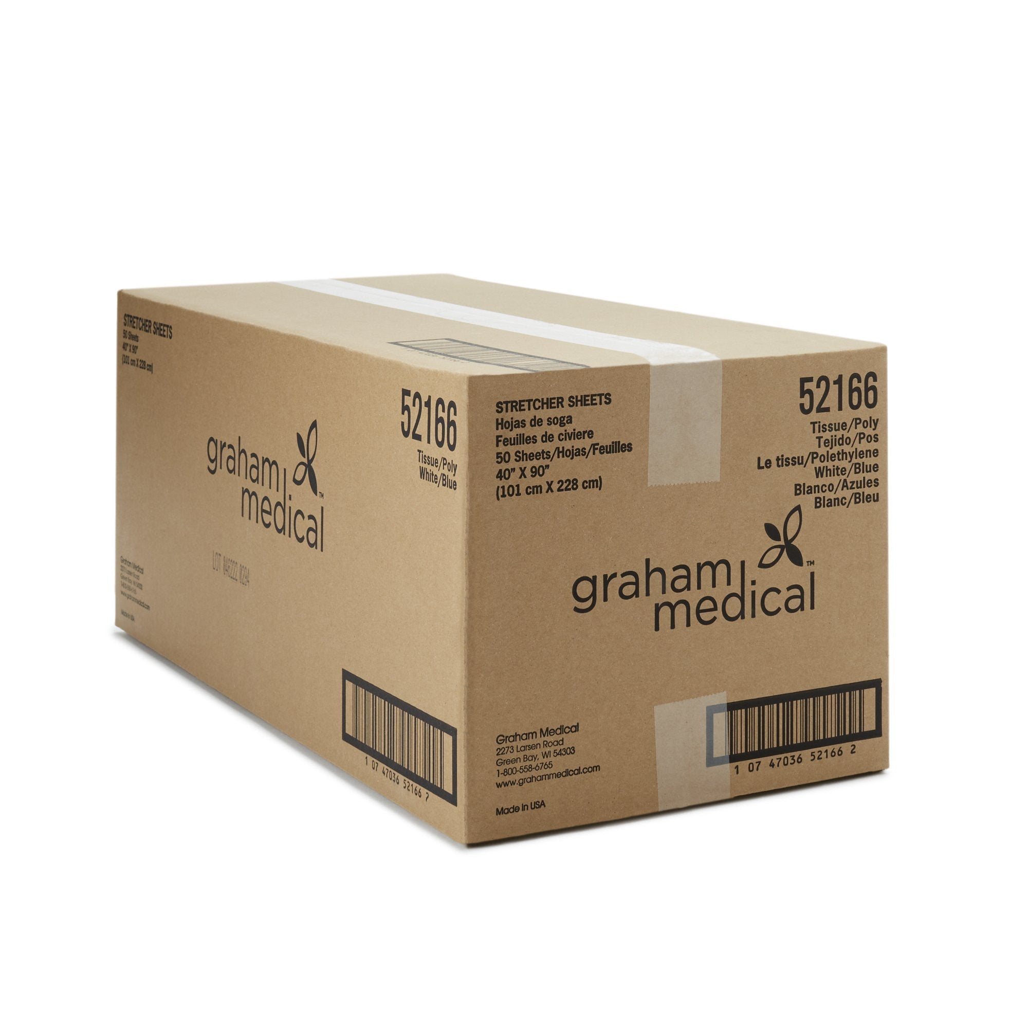 Graham Medical Blue / White Flat Stretcher Sheet, 40 x 90 Inch 52166