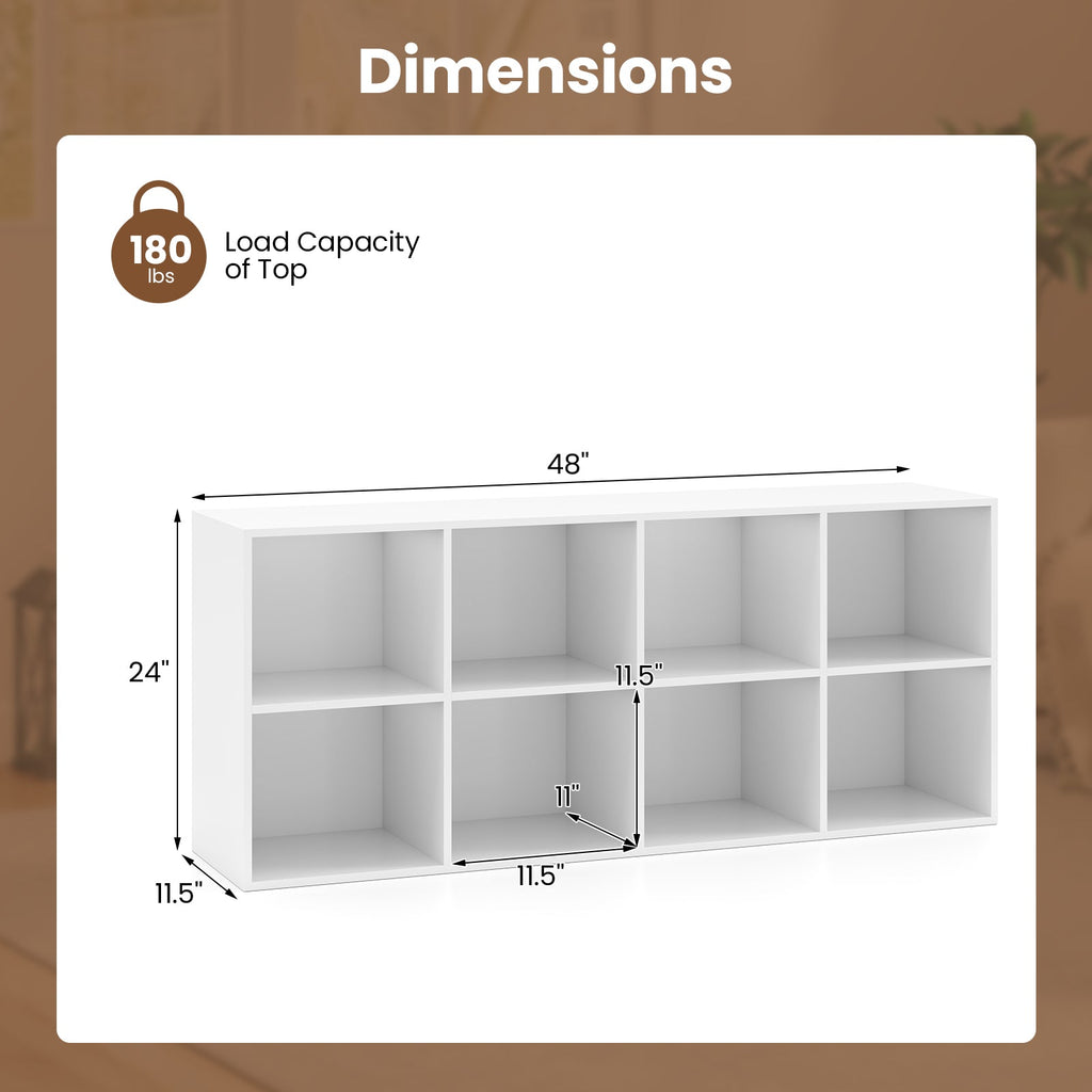 8-Cube Bookcase Bookshelf with 2 Anti-Tipping Kits Storage Organizer