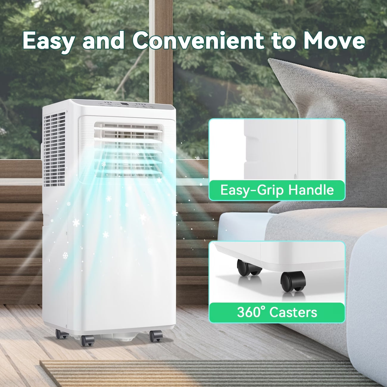 8000 BTU Portable AC Unit (4400BTU SACC) with Remote, 24-Hour Timer, Dehumidifier, And Compact 3-In-1 Air Cooler for Small Spaces, Bedrooms, And Home Offices