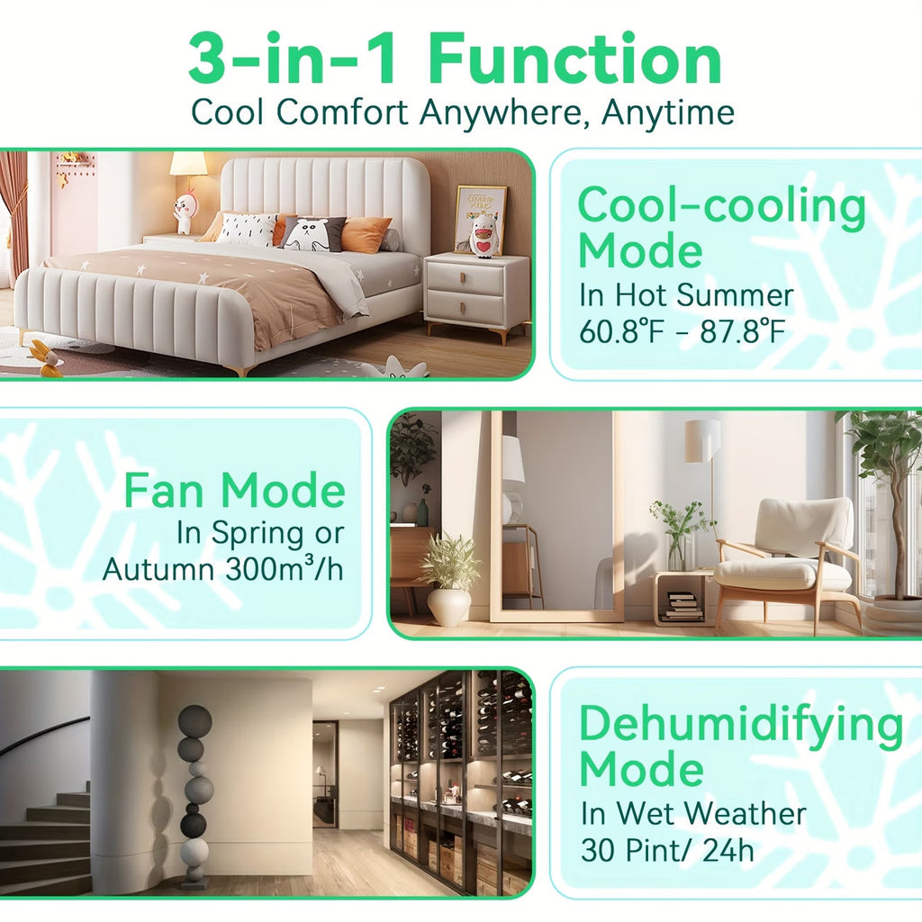 8000 BTU Portable AC Unit (4400BTU SACC) with Remote, 24-Hour Timer, Dehumidifier, And Compact 3-In-1 Air Cooler for Small Spaces, Bedrooms, And Home Offices