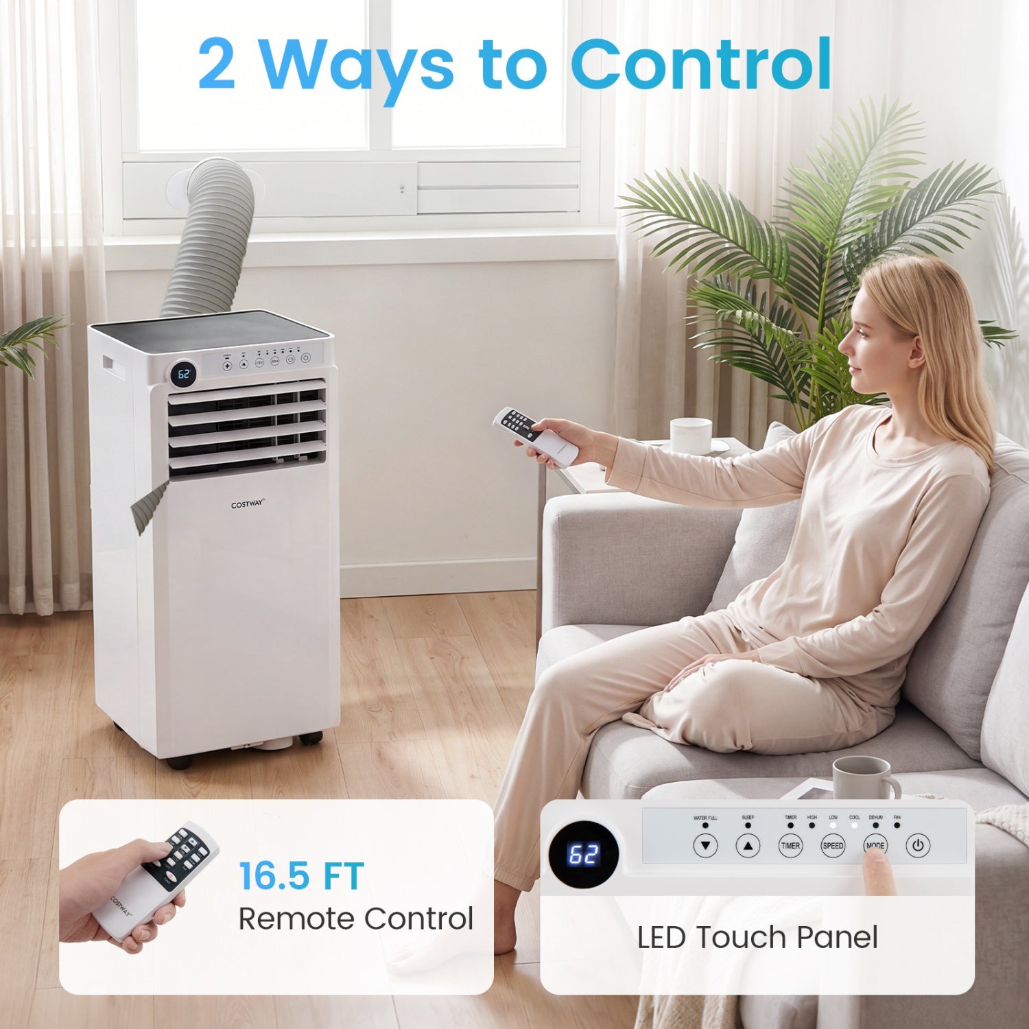 8000 BTU Portable Air Conditioner with Dehumidifier & Timer