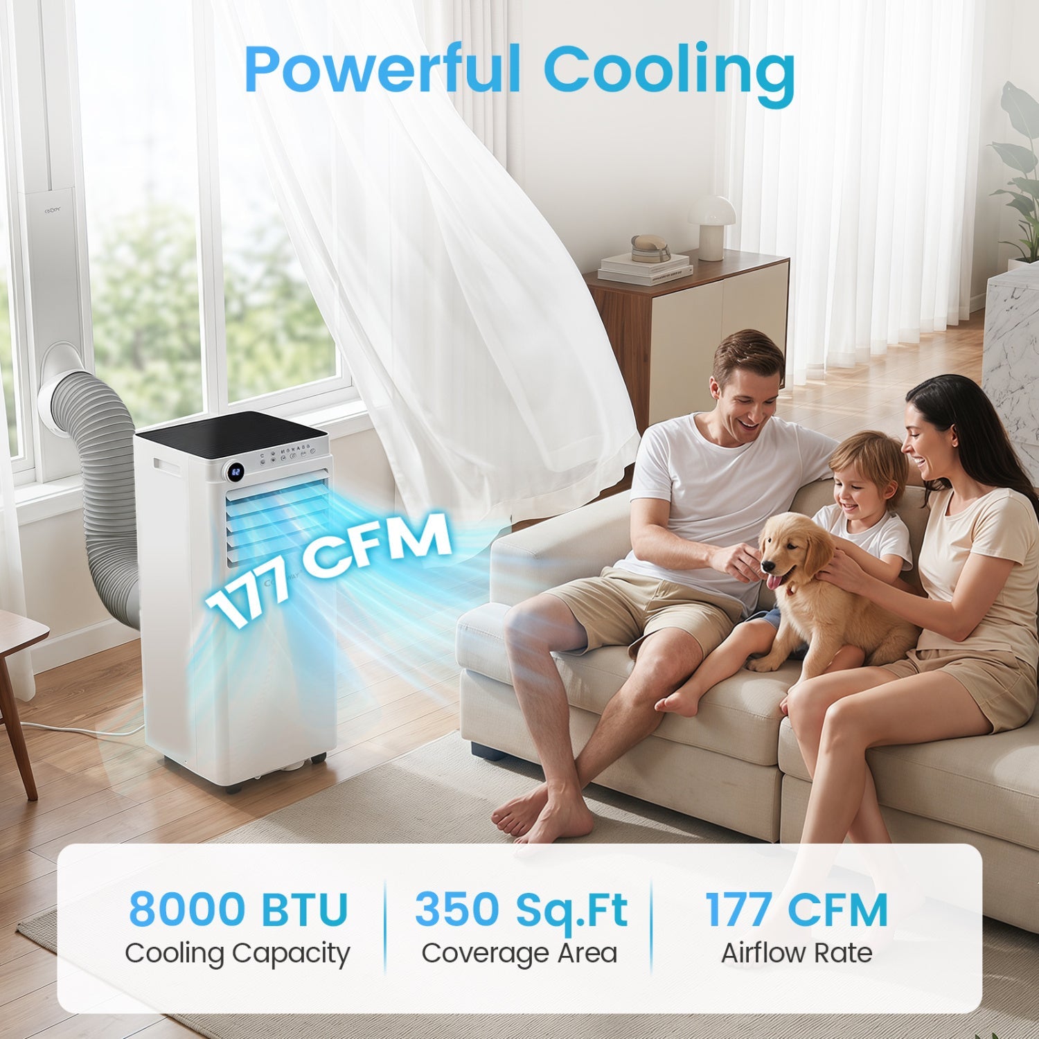 8000 BTU Portable Air Conditioner with Dehumidifier & Timer