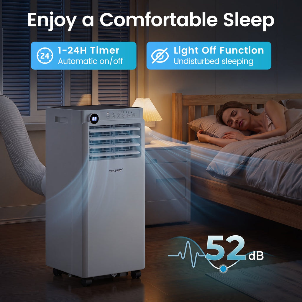 8000 BTU Portable Air Conditioner with Dehumidifier & Timer