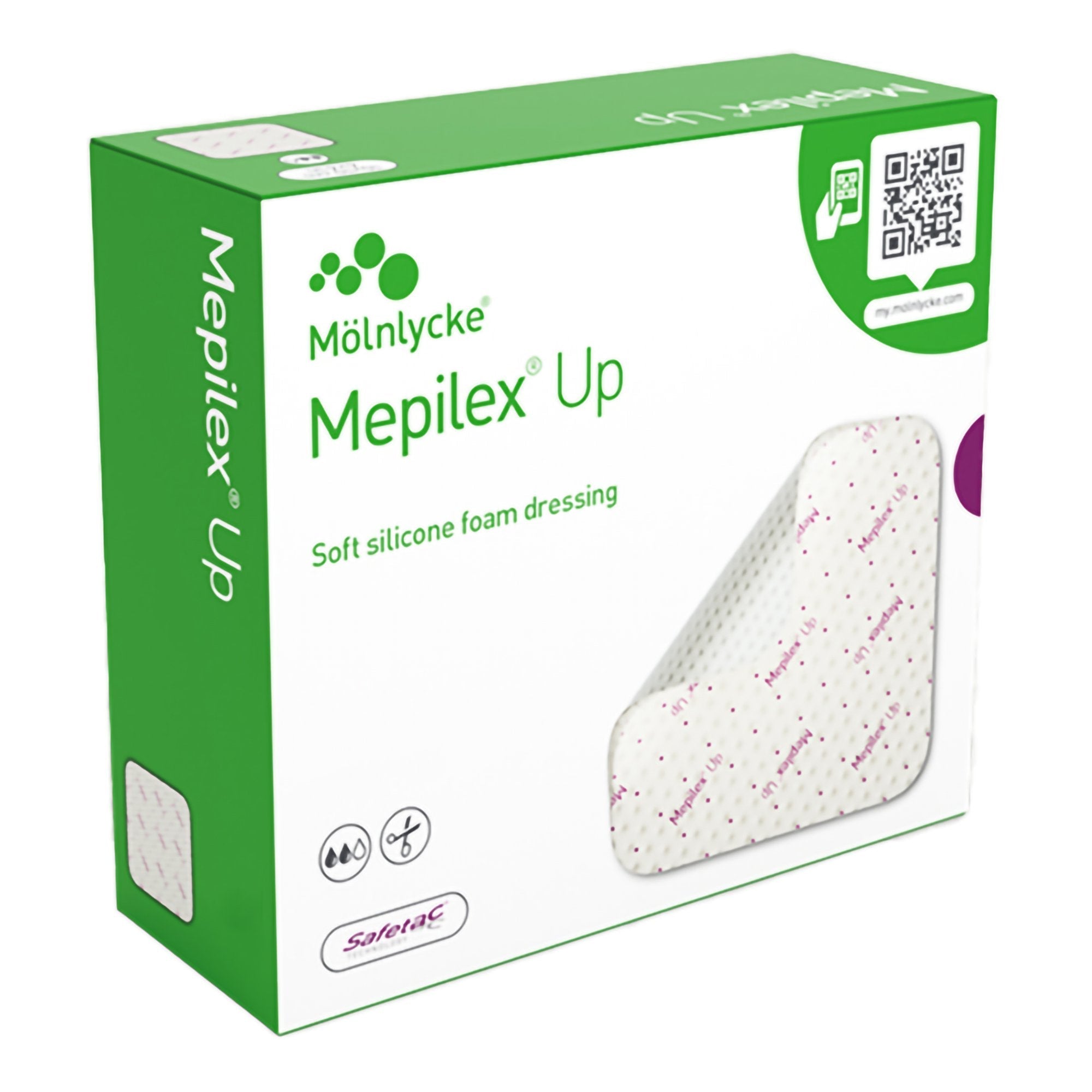 Foam Dressing Mepilex® Up 4 X 8 Inch Without Border Without Film Backing Silicone Adhesive Rectangle Sterile 212299