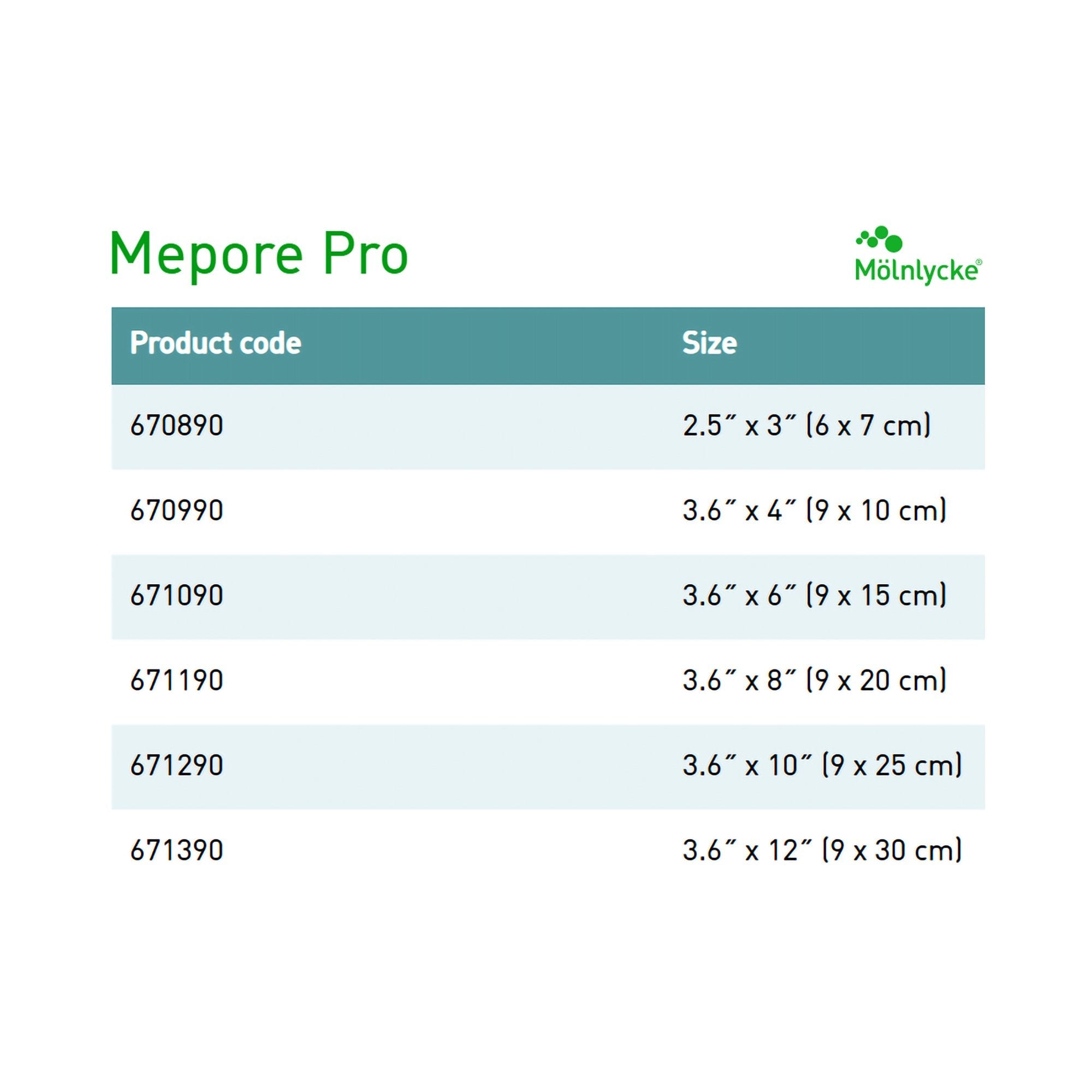 Mepore® Pro White Adhesive Dressing, 3-2/3 x 12 Inch 671390