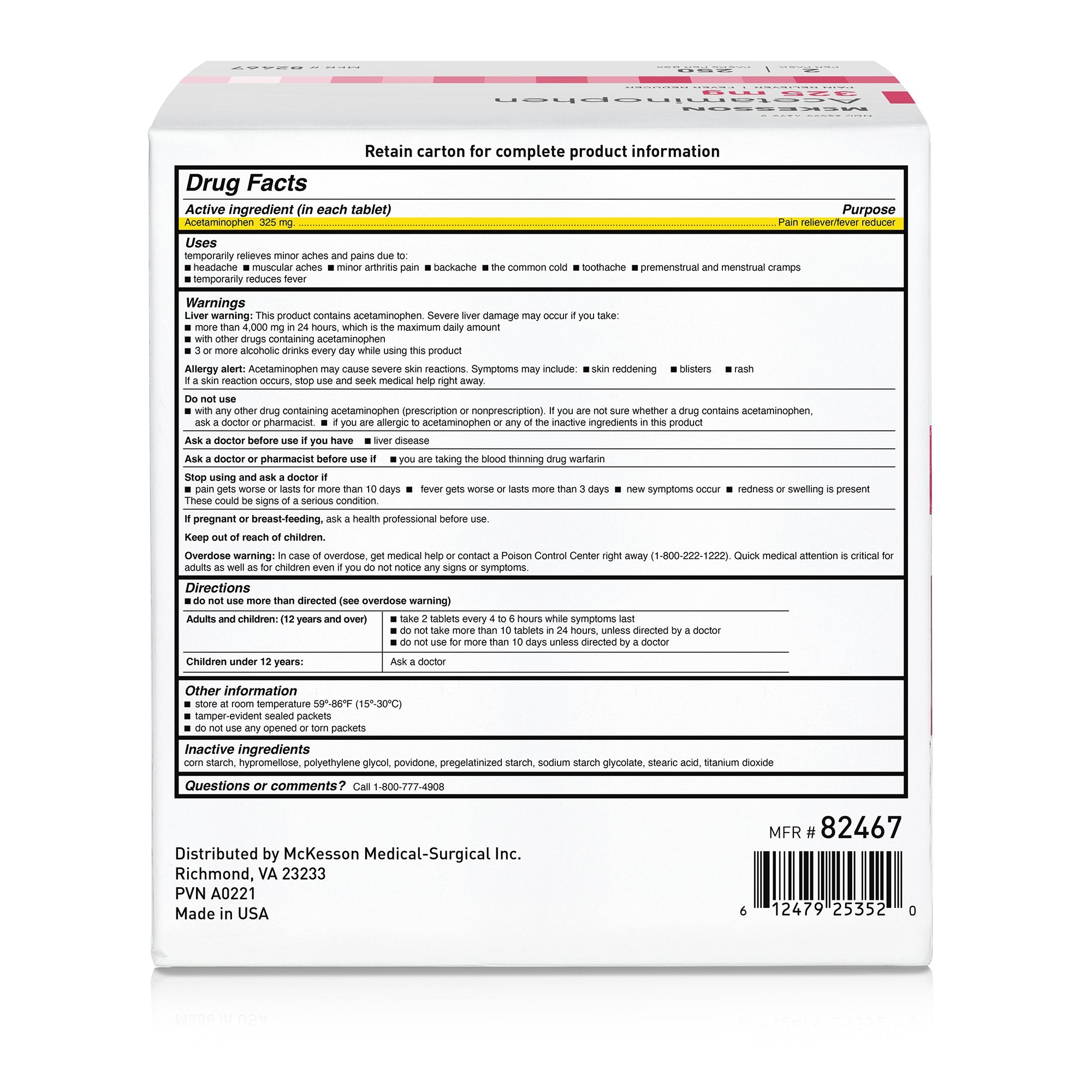 McKesson Acetaminophen Pain Relief 82467