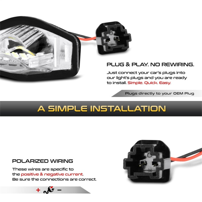 SPYDER Xtune 09-18 Honda Fit LED License Plate Bulb Assembly White 5500K LAC-LP-HODY08 - Pair 9045004