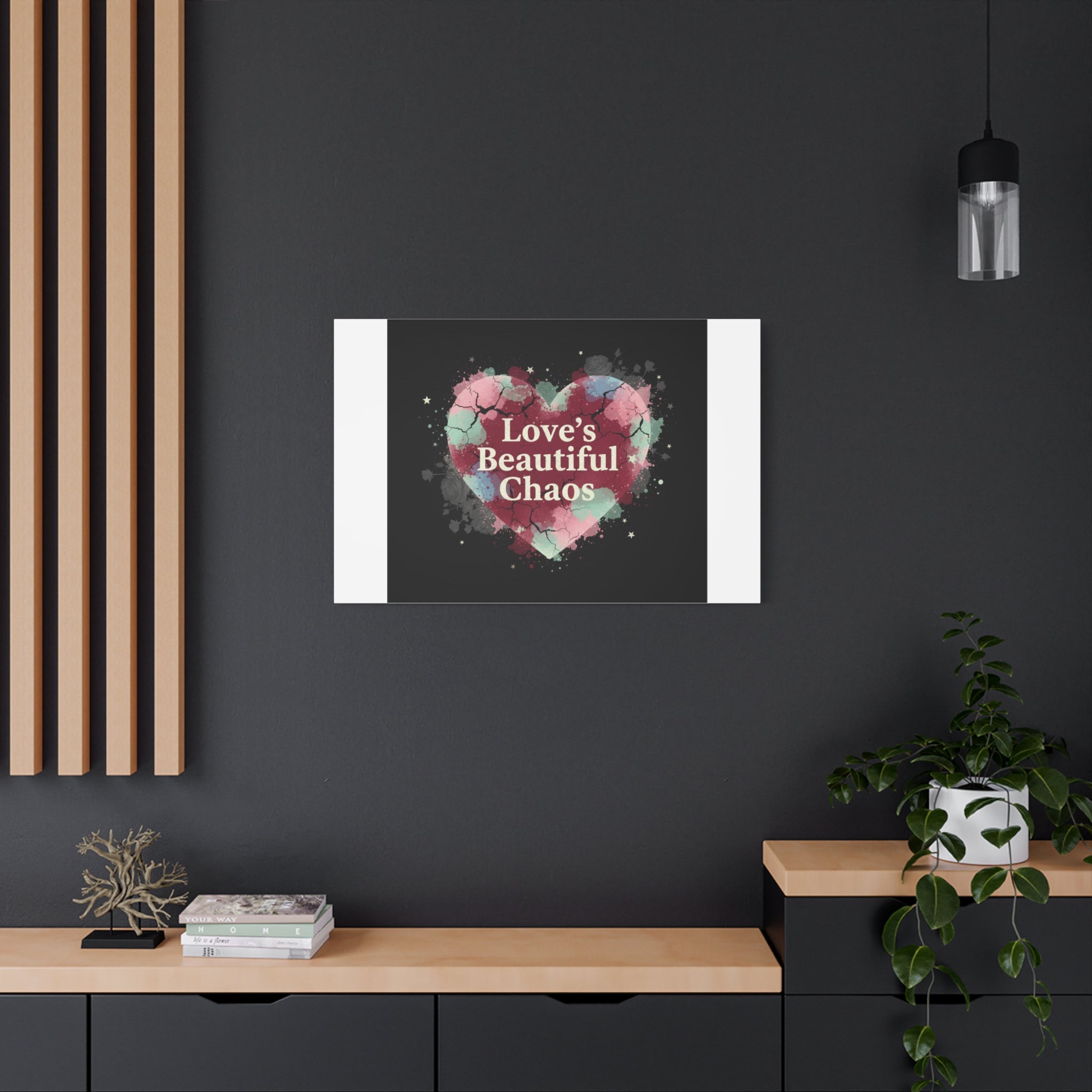 Love's Beautiful Chaos Canvas Print | Soft Grunge Hearts, Distressed Heart Art