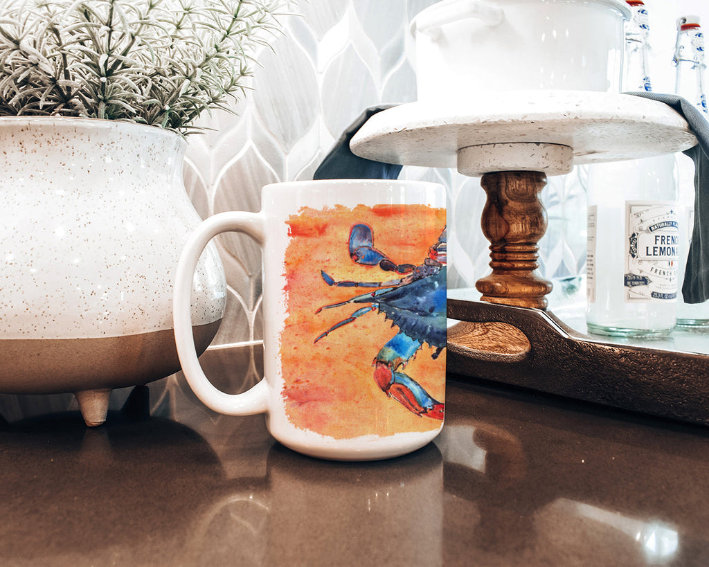 Crab Ceramic Coffee Mug 15 oz Decorative Large C Handle Mug Cup for Tea, Cocoa Hot Chocolate