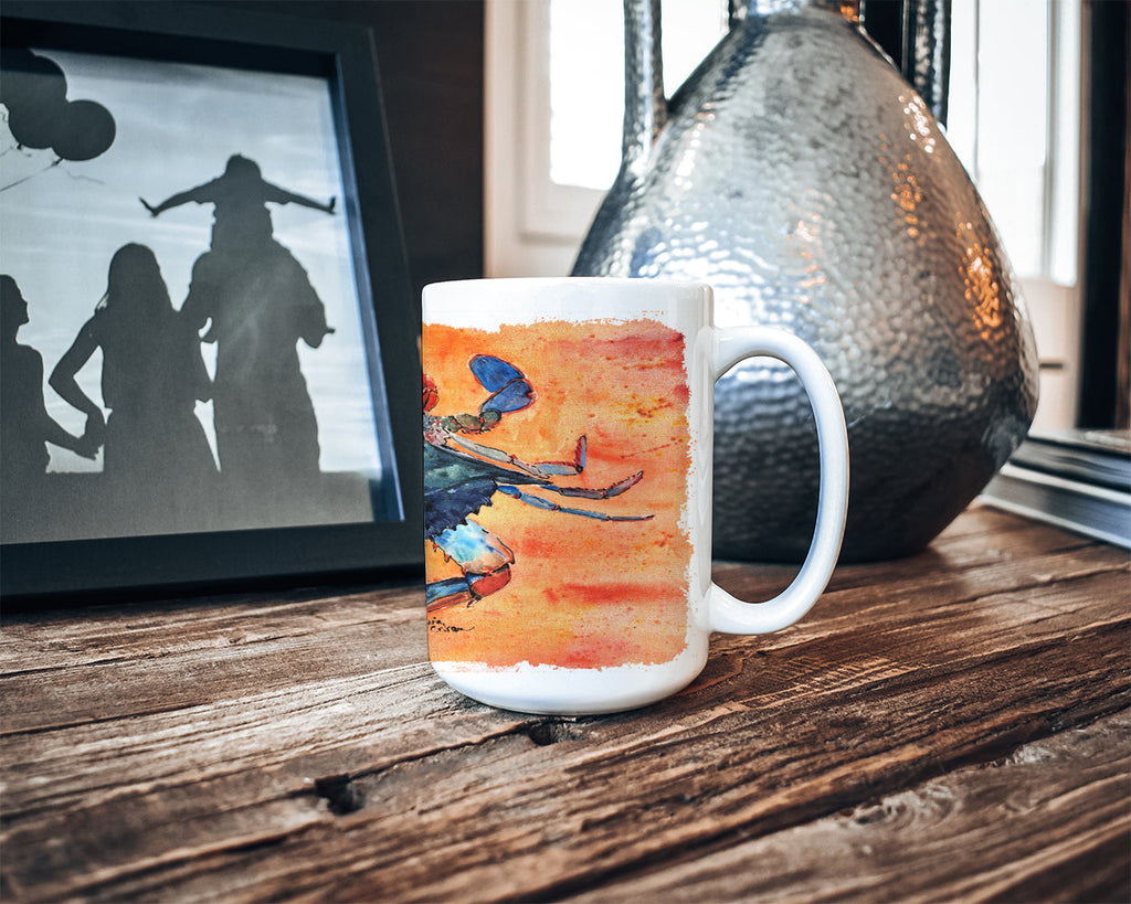 Crab Ceramic Coffee Mug 15 oz Decorative Large C Handle Mug Cup for Tea, Cocoa Hot Chocolate