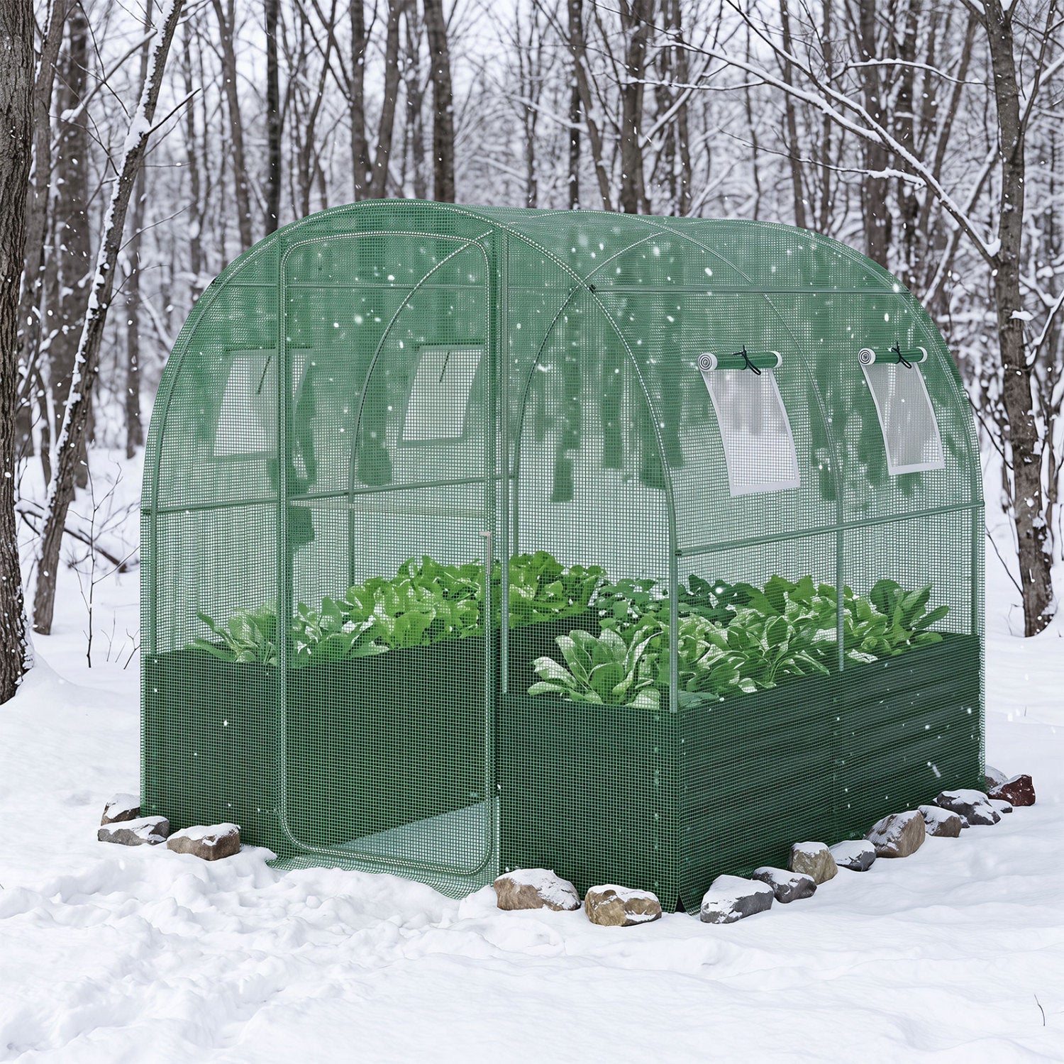 Walk-In Greenhouse with Planter Bed 80" x 79" x 79"