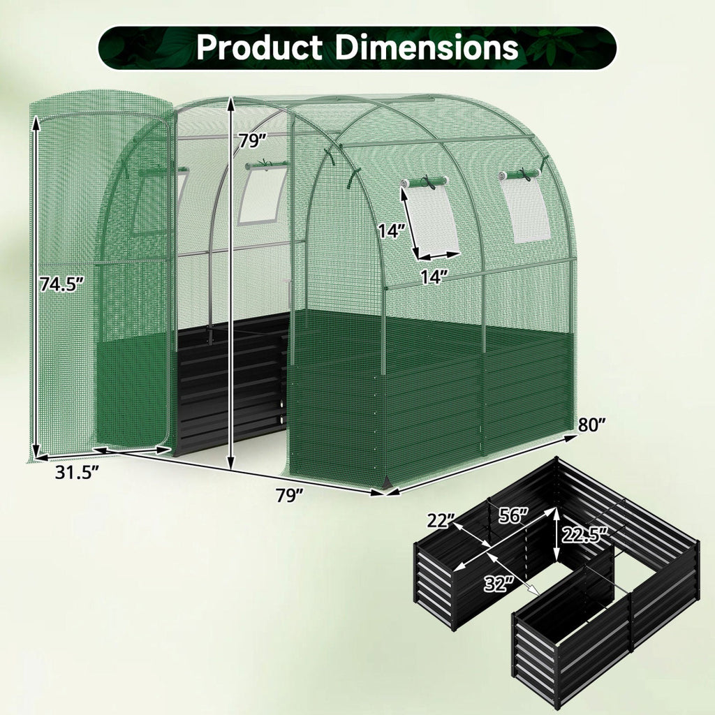 Walk-In Greenhouse with Planter Bed 80" x 79" x 79"
