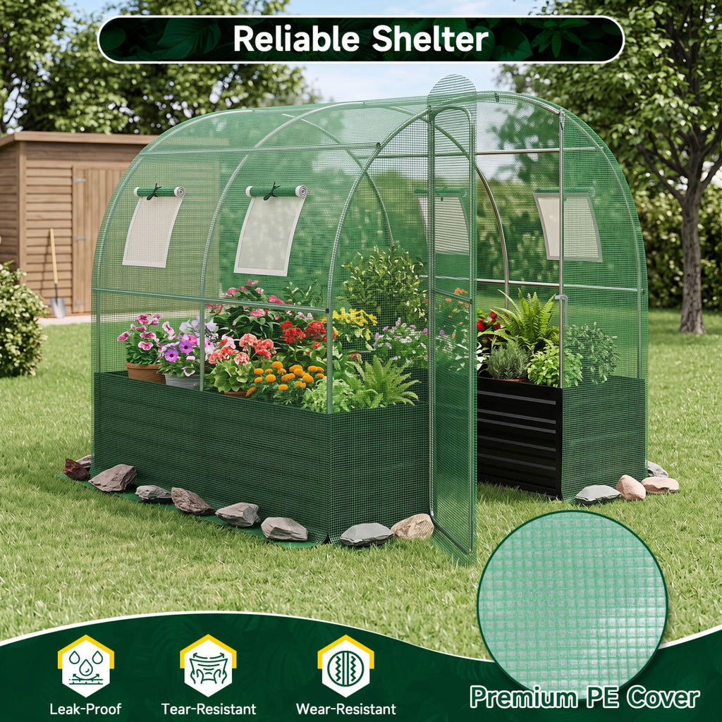 Walk-In Greenhouse with Planter Bed 80" x 79" x 79"
