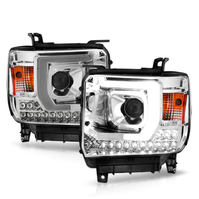 ANZO 14-15 GMC Sierra 1500/2500HD/3500HD Plank Style Projector Headlight - Chrome Housing 111553