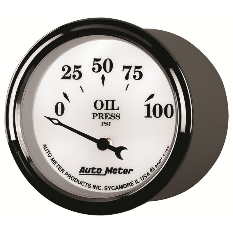 AutoMeter Gauge Oil Press 2-1/16in. 100PSI Elec Old Tyme White II 1227