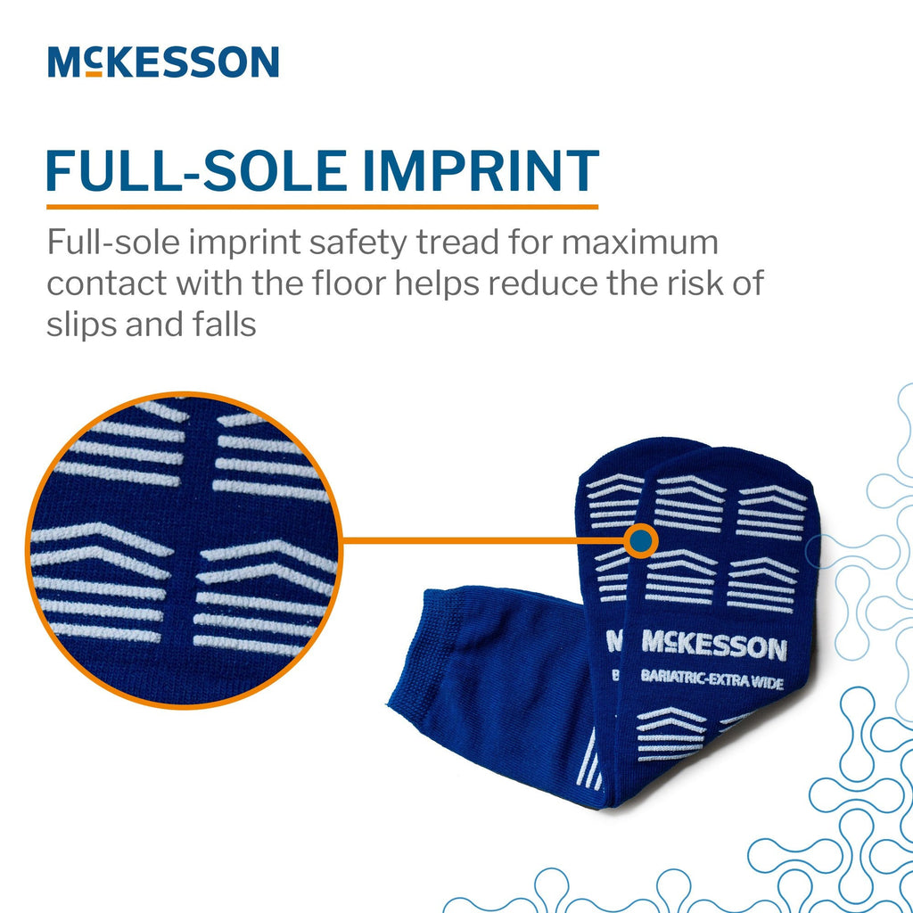 Slipper Socks McKesson Unisex Adult Bariatric / X-Wide Double Tread Single Patient Use Royal Blue 16-BXW-1099-D