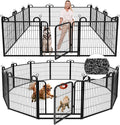 Dog Playpen Outdoor 12 Panels Heavy Duty Dog Fence 32" Height Anti-Rust with Doors Portable for RV Camping Yard, Total 27FT, 58 Sq.ft, Snowy Black