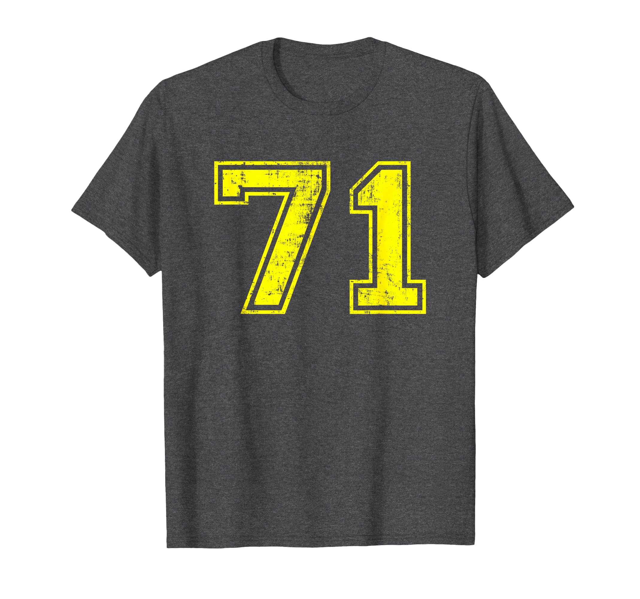 Number 71 Varsity Distressed Sport Team T-Shirt - Graphic Print Men Women