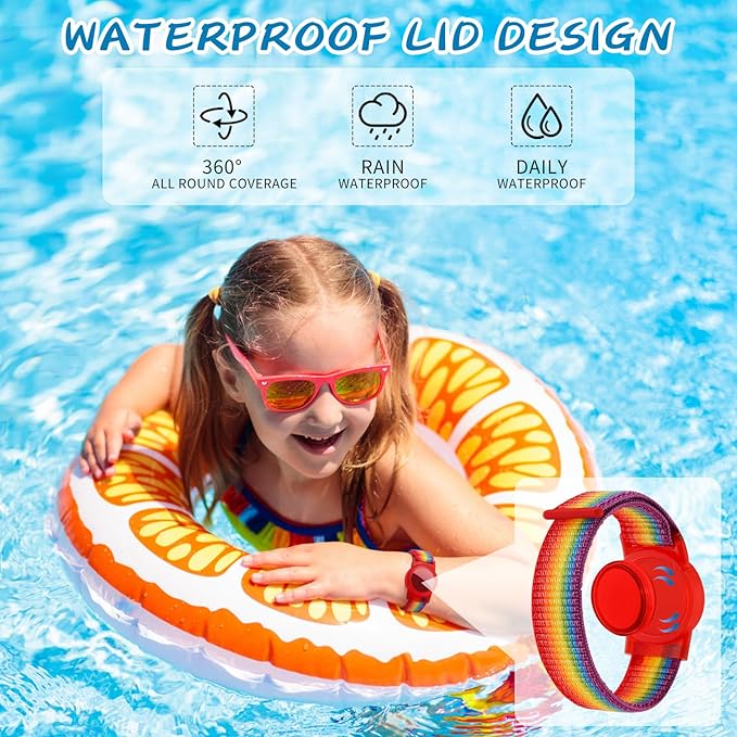 Waterproof Air Tag Bracelet for Kids (2 Pack), Soft Nylon Hidden Air Tag Wristband Full Cover Lightweight GPS Tracker Holder Compatible with Apple AirTag Band for Toddler Child (Deep Rainbow/Blue)