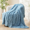 GONAAP Fuzzy Faux Fur Throw Blanket Twin Size Light Blue Super Soft Cozy Plush Fuzzy Shaggy Blanket for Couch Sofa Bed (Light Blue, Twin(60"x80"))
