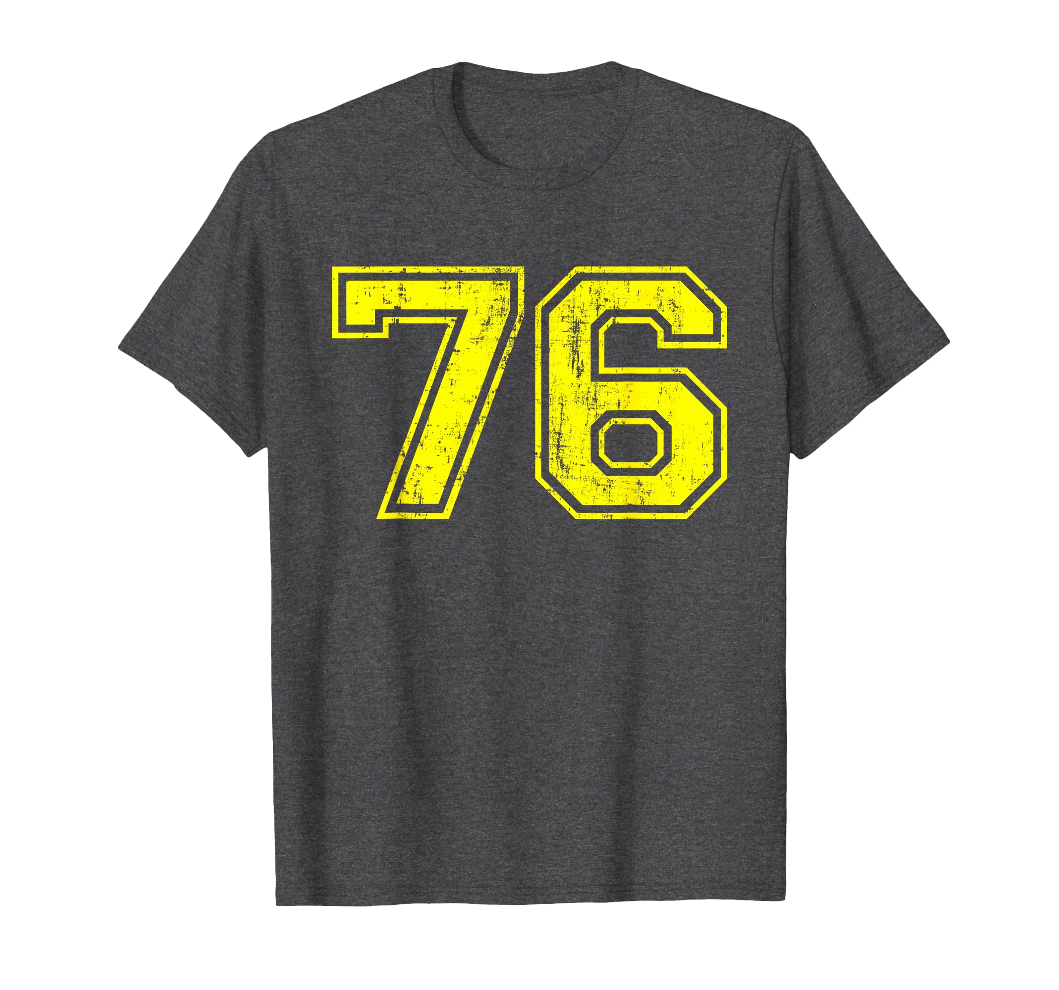 Number 76 Varsity Distressed Sport T-Shirt - Minimalist Print Men Women