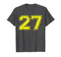 Number 27 Varsity Distressed Sport Team T-Shirt - Graphic Print for Adults