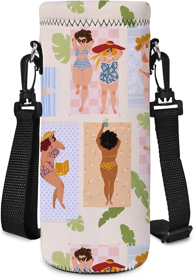 AUPET Water Bottle Sling Bag Carrier Crossbody Sleeve,Insulated Neoprene Bottle Case Holder Pouch Cover 500ML/17oz with Shoulder Strap for Walking Women Men
